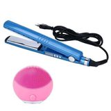 Kit 1 Prancha Nanotitanium + 1 Esponja Facial Rosa Bebê N33