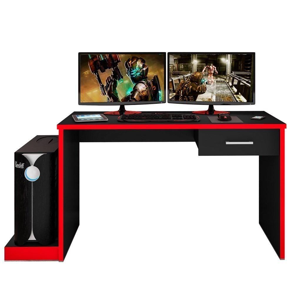 Mesa Computador Pc Notebook Desk Gamer Tuf Drx 9000 Preto/vermelho - Móveis Leão