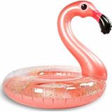 Boia Flamingo Rose Com Glitter Grande Piscina Inflável 90cm