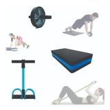 Kit Ginástica Em Casa Step +roda Abdominal+extensor Elástico