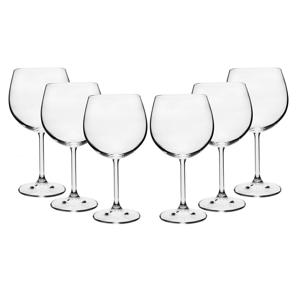 Conjunto De Taças Para Vinho Borgonha Bohemia Em Cristal 570 Ml - 6 Peças