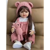 Bebê Reborn Menina Boneca Macio Longo Cabelo Castanho