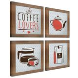 Quadro Cozinha Café Padaria Copa 20x20cm Kit 4 Un Ypê