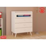 Cômoda Trocador Infantil Com 4 Gavetas 100 Mdf E Pés Retrô Tuboarte Branco