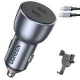 Ugreen Carregador Veicular Turbo Usb C 40w  + Suporte + Cabo Usb C