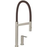 Misturador Monocomando Colore Inox Inox E Marrom