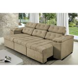 Sofa Itália 2,25 Mts Retrátil e Reclinavel Tecido Suede Castor - WS ESTOFADOS