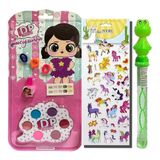 Kit De Maquiagem Infantil Completo Esmalte Adesivo Menina