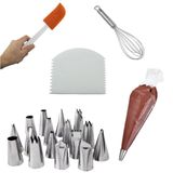 Kit Confeitaria Espátulas + 16 Bicos + 6 Sacos De Confeitar