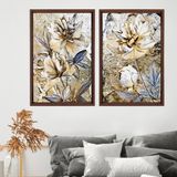 Quadro com Moldura Chanfrada Pintura Flor Amarelo