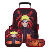 Kit Mochila Masculina Escola Naruto De Rodinhas E Lancheira