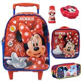 Kit Mochila Escolar Minnie Mouse Tam G Rodinhas Infantil