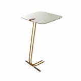 Mesa De Apoio Bandeja Off White Base Dourada