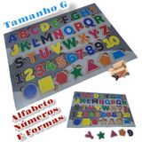 Brinquedo Educativo Madeira 3 X 1 Alfabeto, Números E Formas