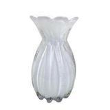 Vaso Murano Branco Leitoso Veneza 19x12x12cm