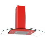 Coifa De Parede Clean Vidro Curvo 90cm 140w Vermelho 220v