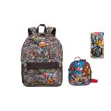 Kit Escolar Marvel Comics Mochila De Costas + Lancheira