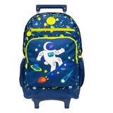 Mochila De Rodinhas College Espaço Infantil Azul - Xeryus