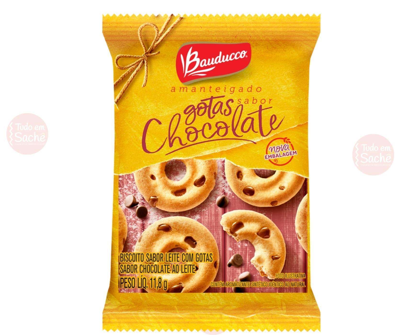 Bolacha Biscoito Sache Bauducco Amanteigado Gotas Choco 400u