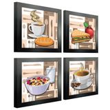 Quadro Cozinha Café Padaria Copa 20x20cm Kit 4 Un Preta