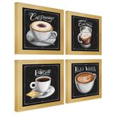 Quadro Decorativo Café Expresso Padaria 20x20cm 4 Un Marfim