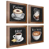 Quadro Decorativo Café Expresso Padaria 20x20cm 4 Un Ocre