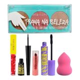 Kit De Maquiagem Paleta De Contorno Batom Esponja Rímel