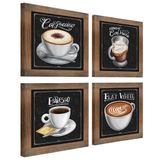 Quadro Decorativo Café Expresso Padaria 20x20cm 4 Un Ypê