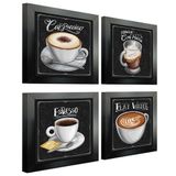 Quadro Decorativo Café Expresso Padaria 20x20cm 4 Un Preta