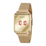 Relógio Feminino Mondaine Digital Quadrado Dourado