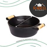 Panela Caçarola Ferro Fundido C Tampa De Ferro 16cm Pesada
