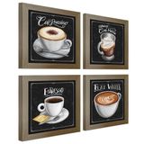 Quadro Decorativo Café Expresso Padaria 20x20cm 4 Un Madeira