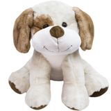 Cachorro Mancha Marrom Olho Sorrindo Sentado 19cm - Pelúcia