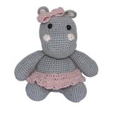 Hipopótamo Lola De Laçinho Rosa Amigurumi Crochê Quarto Bebê