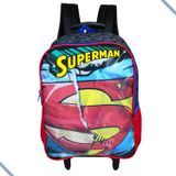 Mochila Escolar Rodinhas Superman Dc Comics Infantil Branco