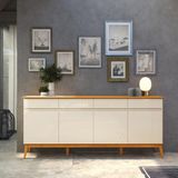 Buffet Aparador 4 Portas 4 Gavetas 187cm Offwhite/cedro