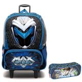 Kit Mochila Max Steel Escolar Tam G Rodinha Infantil Estojo