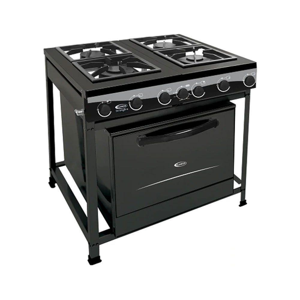 Fogão 4 Bocas Clarice Strong Fire Com Forno Preto
