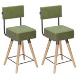 Kit 02 Banquetas Cadeiras 73cm Com Encosto Corano Verde