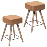 Kit 02 Banquetas Baixas 50x32cm Com Pés Palito Amarula