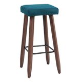 Banqueta Alta Kiara Estofada Em Suede Com Pés Em Madeira