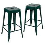 Kit 2 Banquetas Altas Iron Tolix 76 Cm Verde Escuro