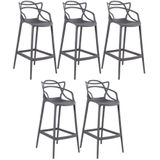 Kit 5 Banquetas Altas Masters Allegra 76 Cm Cinza Escuro Cinza Escuro