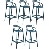 Kit 5 Banquetas Altas Masters Allegra 76 Cm Azul Petróleo Azul Petróleo