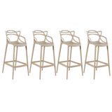 Kit 4 Banquetas Altas Masters Allegra 76 Cm Nude
