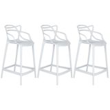 Kit 3 Banquetas Médias Masters Allegra 66 Cm Branco Branco