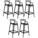 Kit 5 Banquetas Altas Masters Allegra 76 Cm Preto Preto