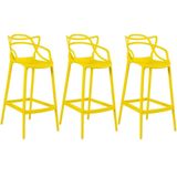 Kit 3 Banquetas Altas Masters Allegra 76 Cm Amarelo
