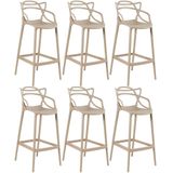 Kit 6 Banquetas Altas Masters Allegra 76 Cm Nude