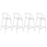 Kit 4 Banquetas Altas Masters Allegra 76 Cm Branco
